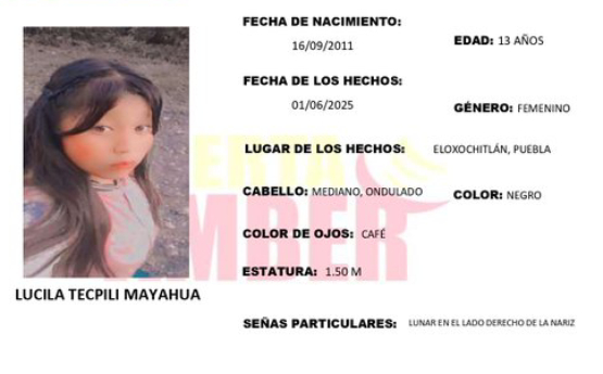 Activan Alerta Amber por la desaparición de Lucila en Eloxochitlán