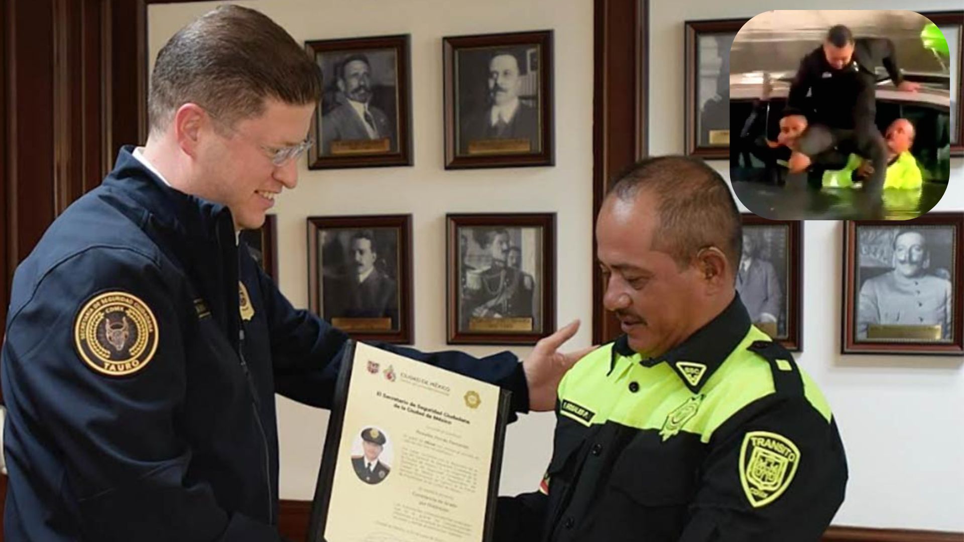 Reconocen labor de policía que ayudó civiles durante inundaciones en la CDMX