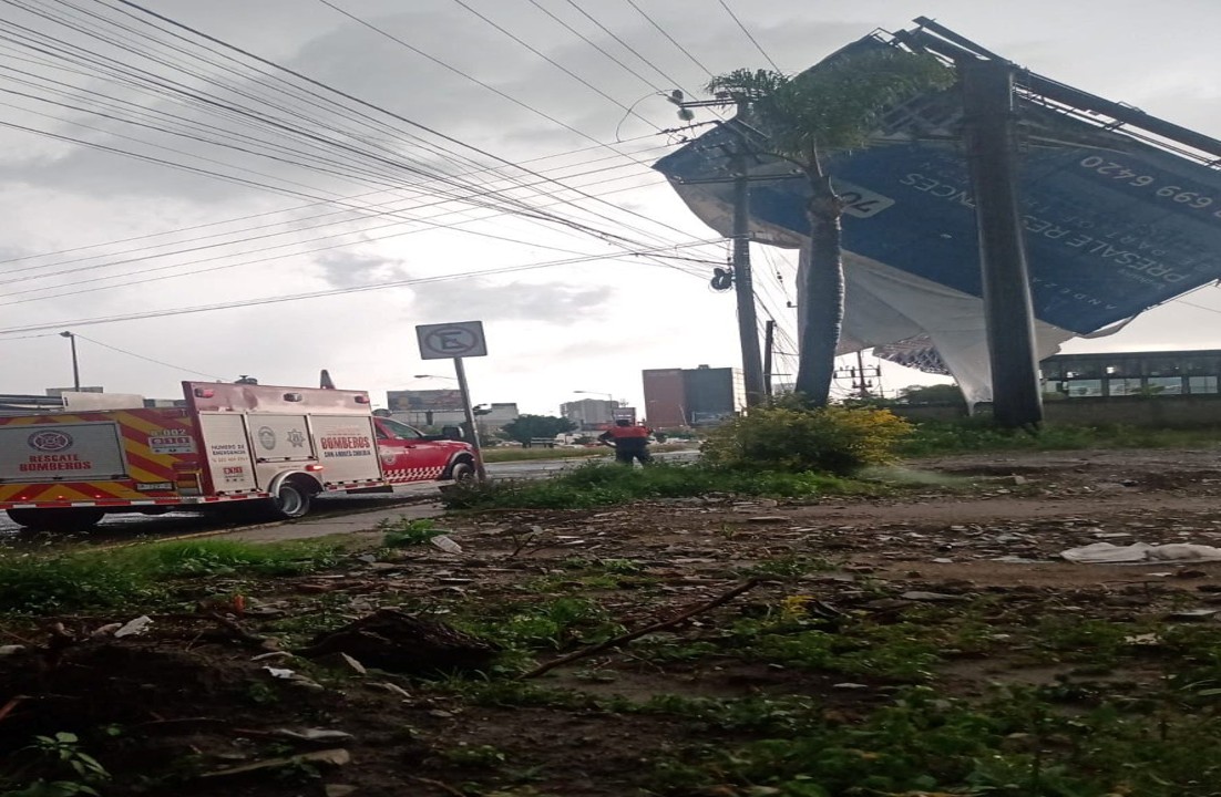 Tormenta de este miércoles tira un espectacular y un árbol en Puebla