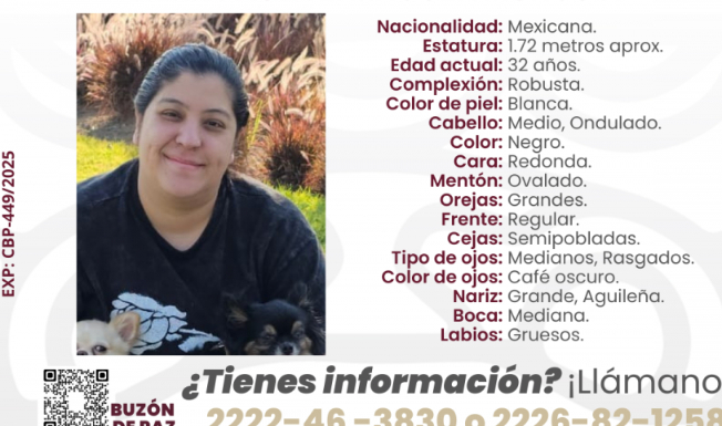 Buscan a Erika Paola, de 32 años; desapareció en San Pedro Cholula