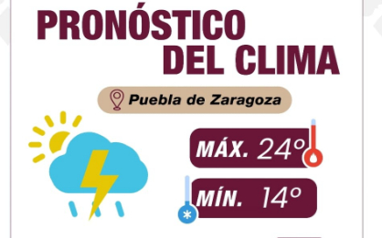   Este es el clima para Puebla capital de este miércoles