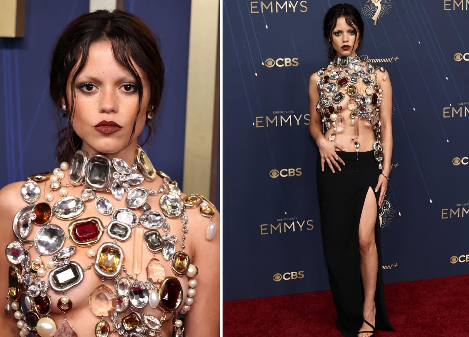 Jenna Ortega deslumbra en la alfombra roja de los Emmy 2025