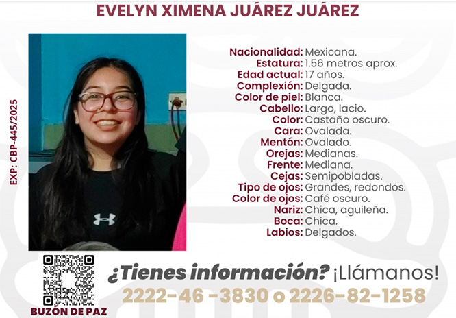 Evelyn de 17 años desaparece en calles de Puebla capital 