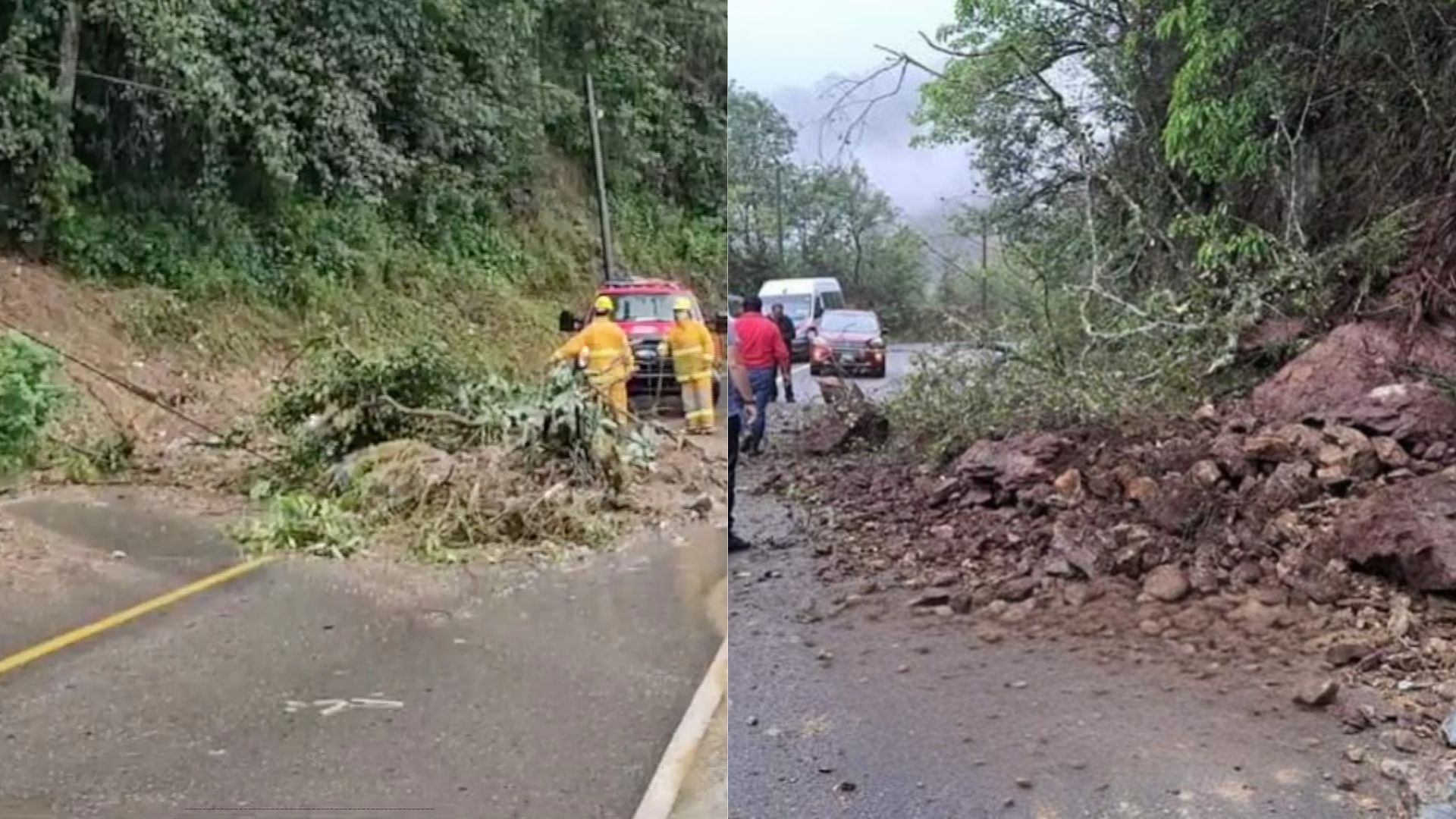 Por deslaves en la Sierra Norte de Puebla, hay varios bloqueos viales en la entidad 
