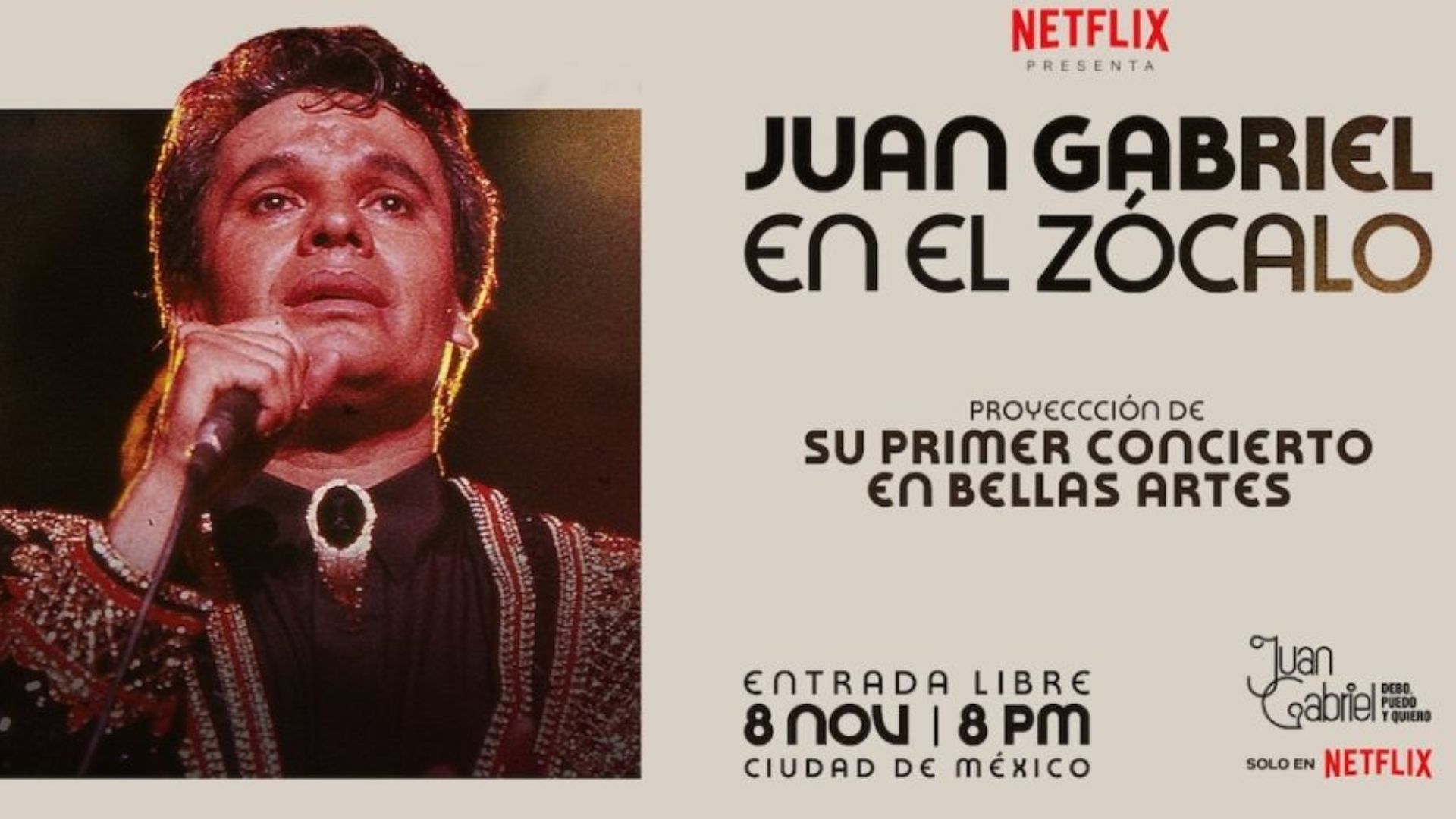 Concierto de Juan Gabriel en Bellas Artes será proyectado en Zócalo de la CDMX