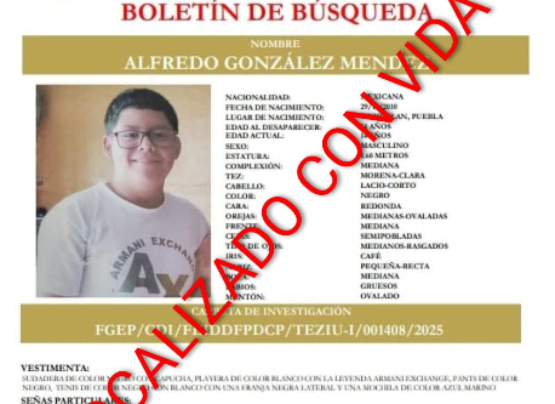 Aparece con vida adolescente Alfredo González en Teziutlán