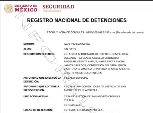 Detienen al empresario Javier Milian en la Vía Atlixcáyotl