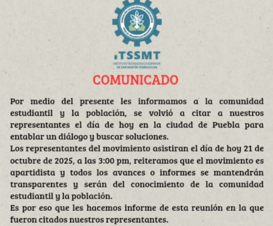 Cancelan reunión de estudiantes del TEC de Texmelucan con autoridades 