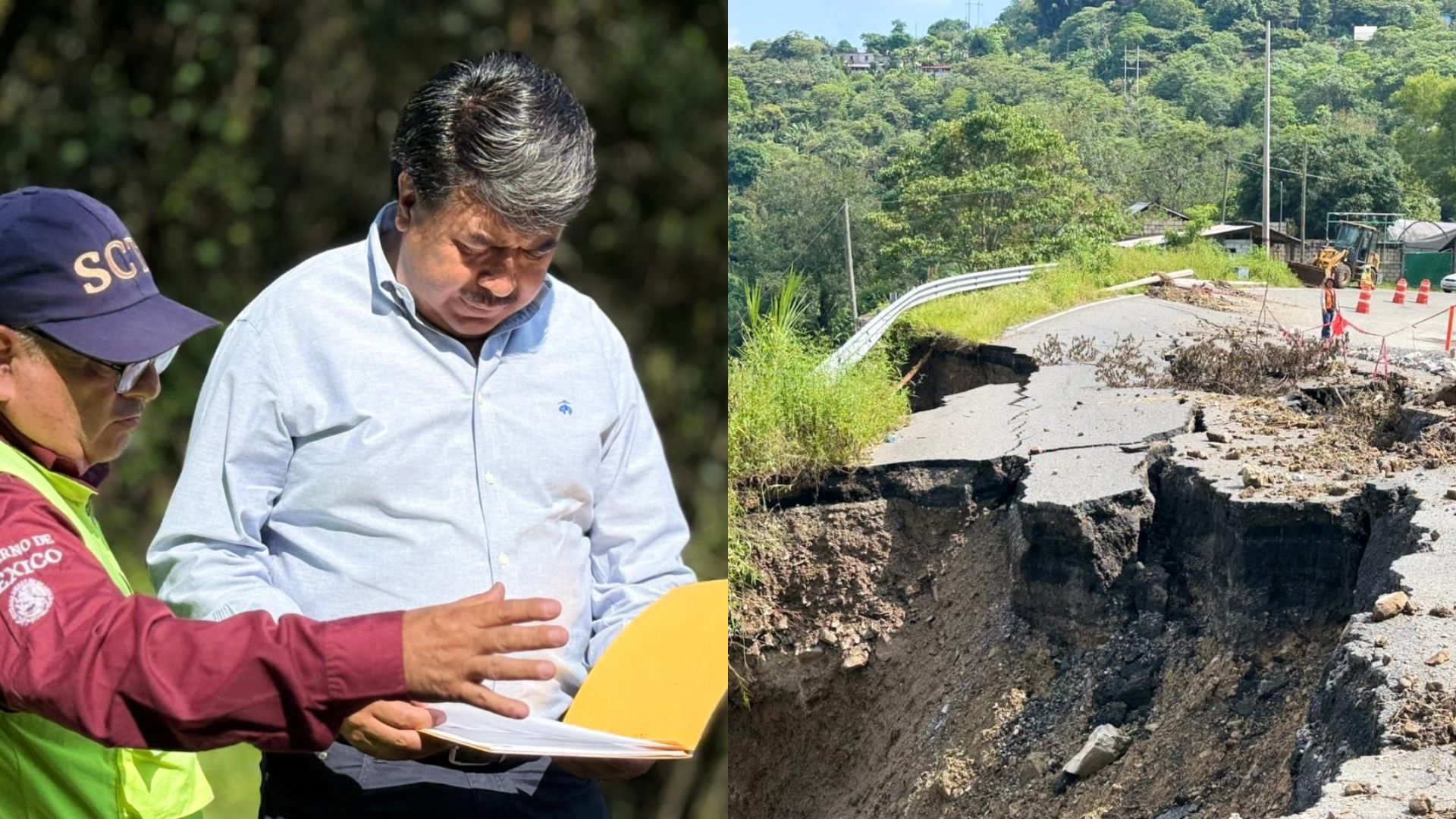 SICT recorrió y analizó los tramos de carreteras afectadas por las lluvias en Puebla 