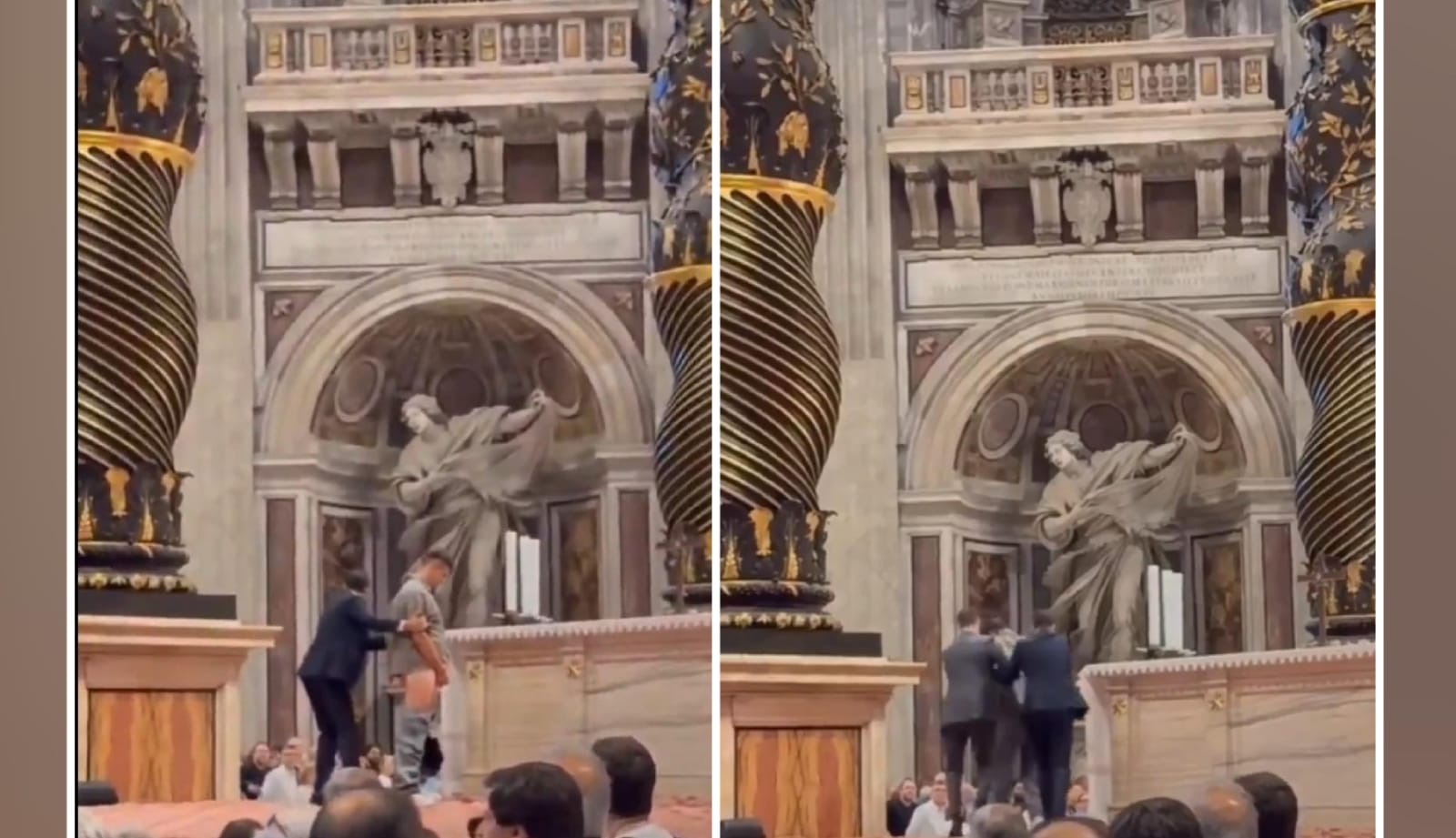 Burla la seguridad del Vaticano, sube al altar y se pone a orinar frente a los fieles 