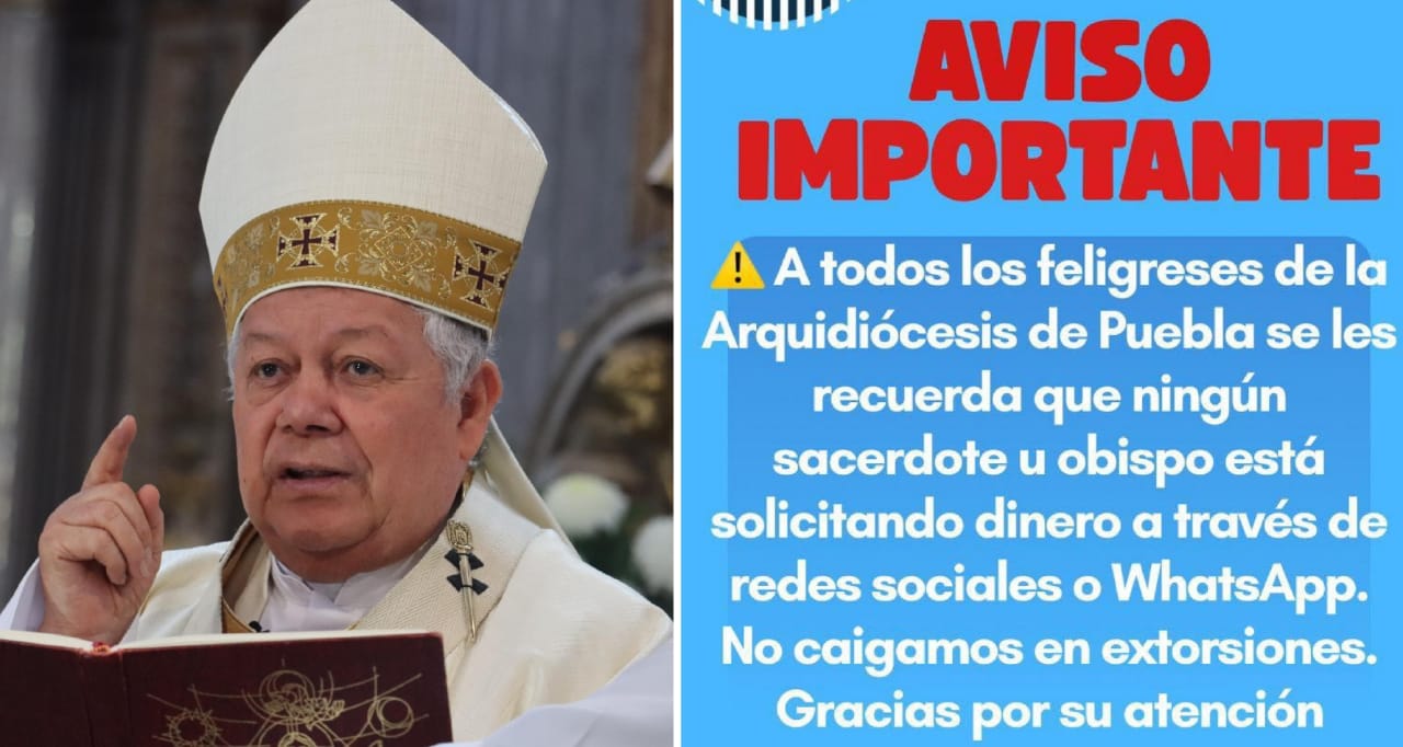 Arquidiócesis de Puebla alerta por intentos de extorsión a nombre de sacerdotes
