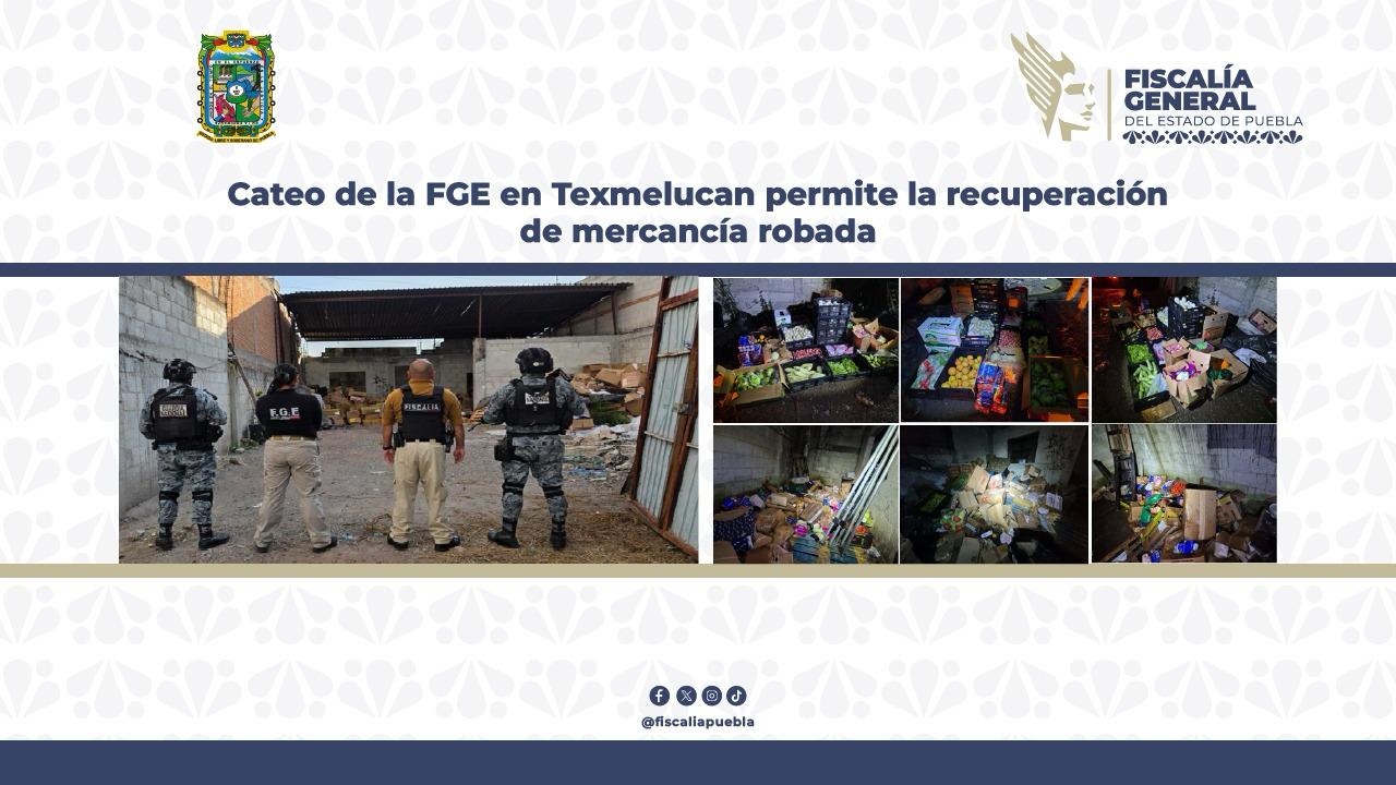 Cateo de la FGE en Texmelucan permite la recuperación de mercancía robada