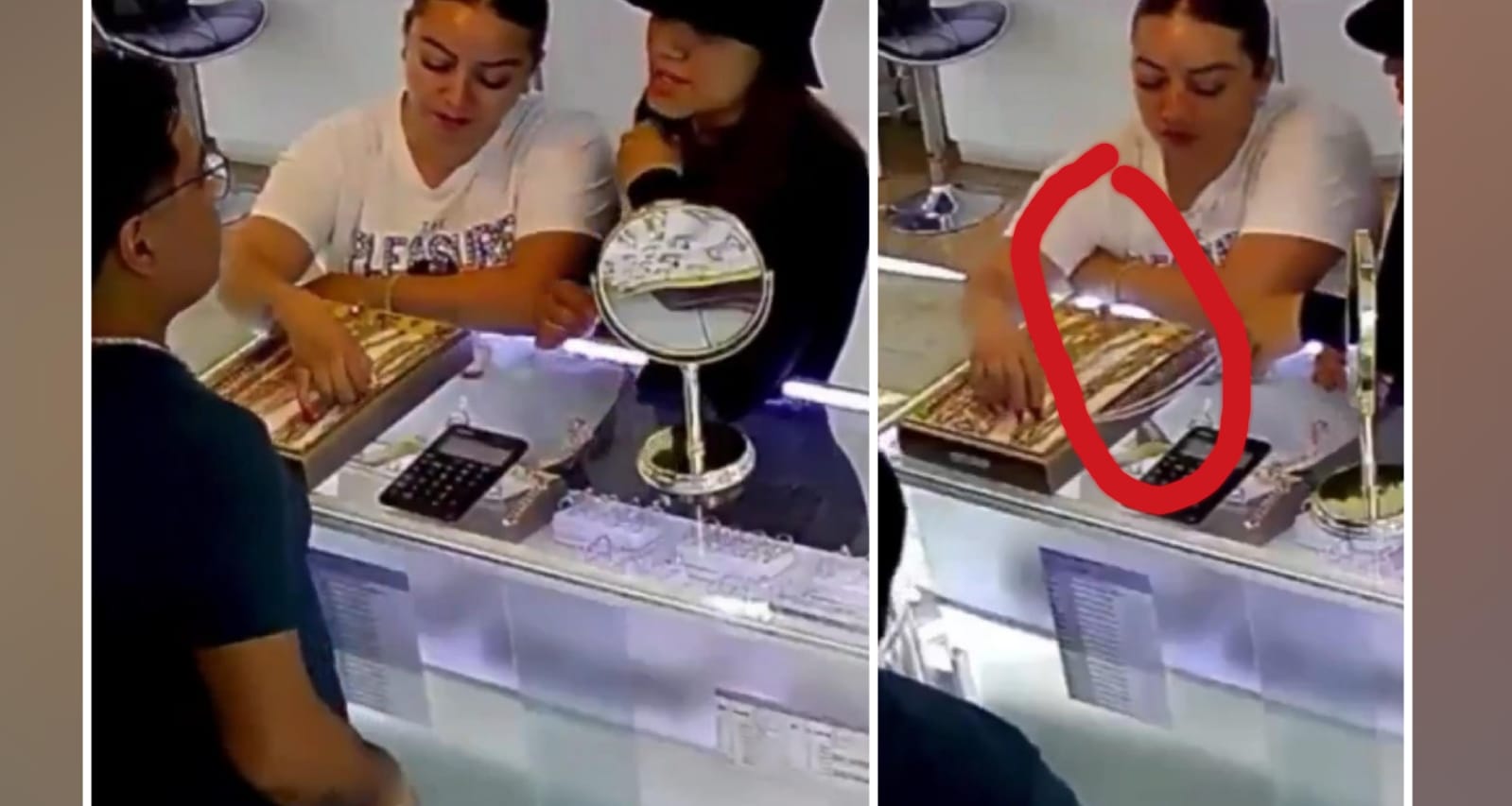 Dos mujeres roban cadena de 50 mil pesos en el Centro joyero de Puebla 