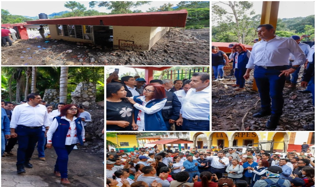 Gobiernos federal y estatal restablecen caminos, entregan víveres y rehabilitan servicios en Pahuatlán