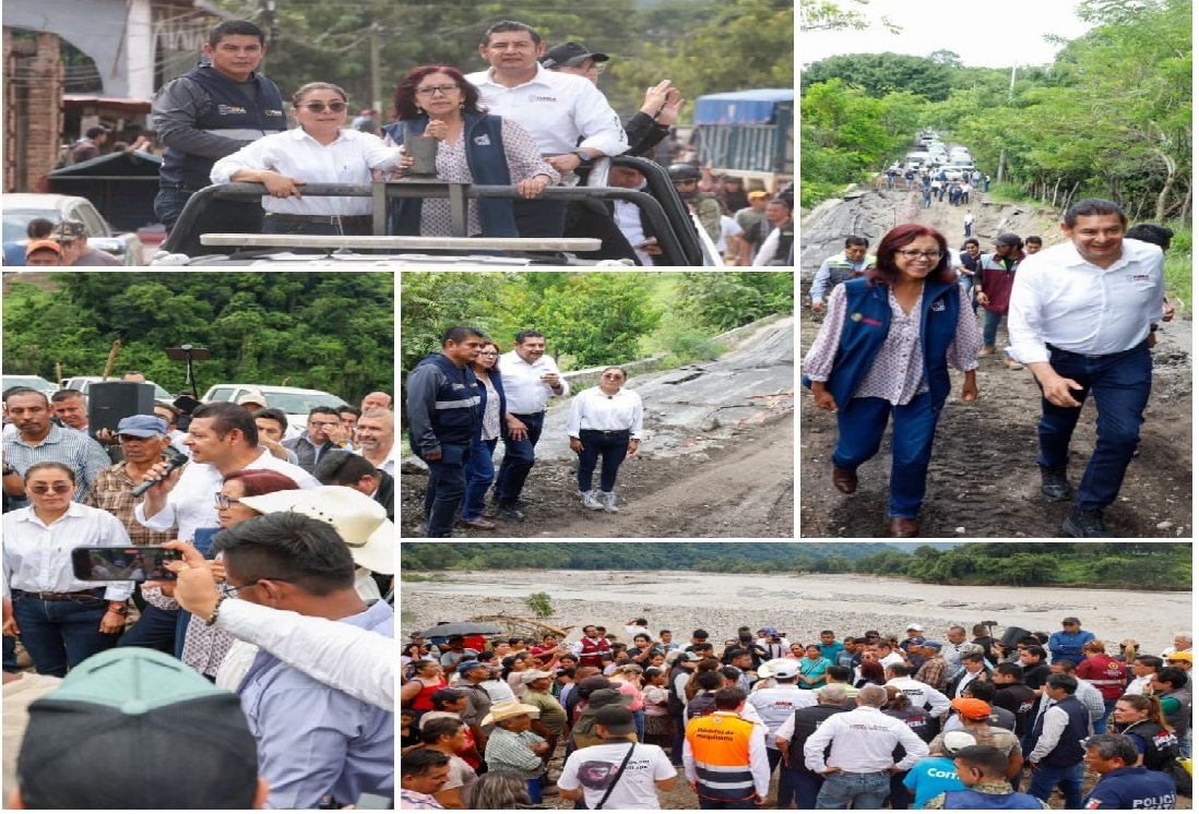 Gobierno federal y estatal encabezan reapertura de caminos y entregan víveres en Pantepec