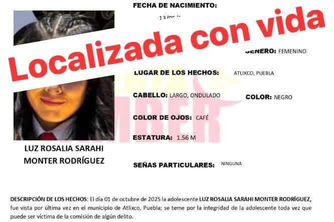 Hallan con vida a Luz Rosalía en CDMX tras 15 días desaparecida en Atlixco