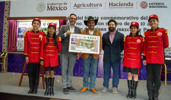 Lotería Nacional destacan en billete 10 años de la denominación de origen del mezcal de Puebla