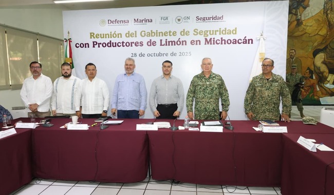 Gabinete de Seguridad se reúne con productores de limón en Michoacán