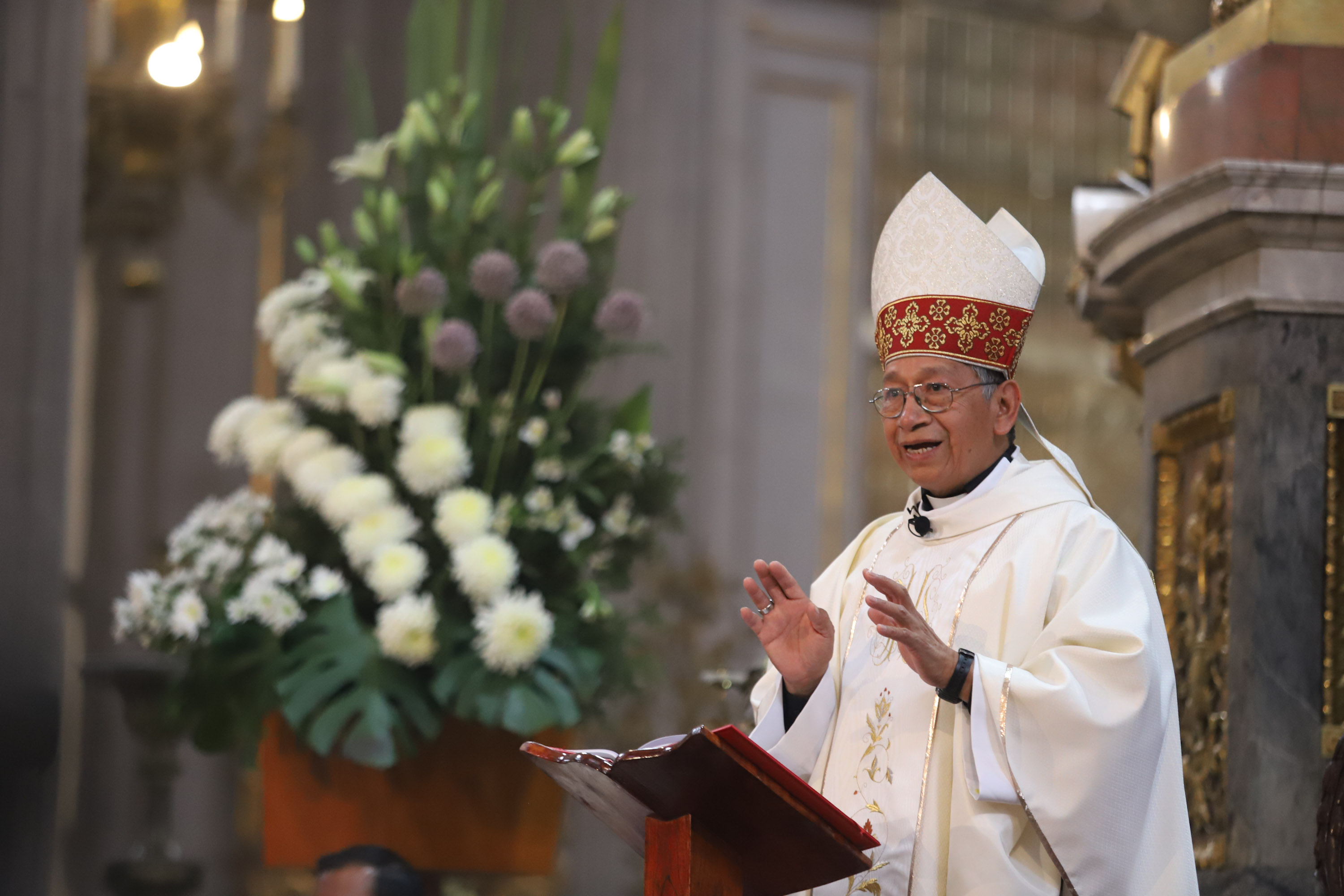Monseñor Tomás pidió por los Policías asesinados en Huixcolotla y el eterno descanso de Julio César Penagos 