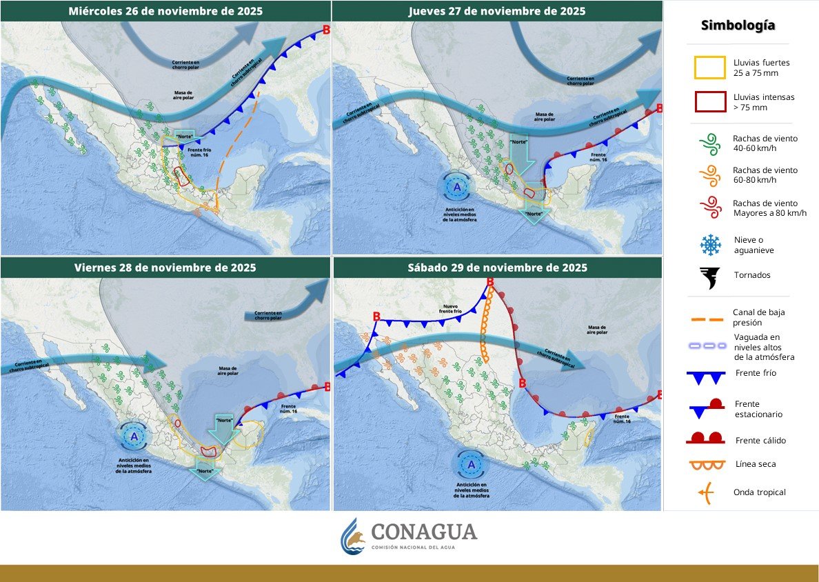Prevén lluvias intensas y bajas temperaturas en Puebla por Frente Frío 16