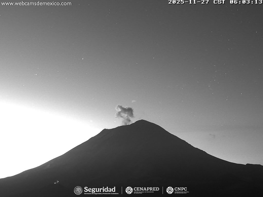 Popocatépetl registra 20 exhalaciones en 24 horas