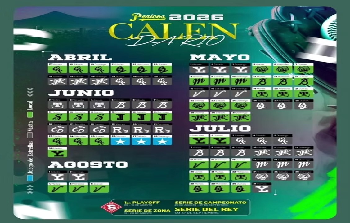 Listo el Calendario 2026 para los Pericos de Puebla