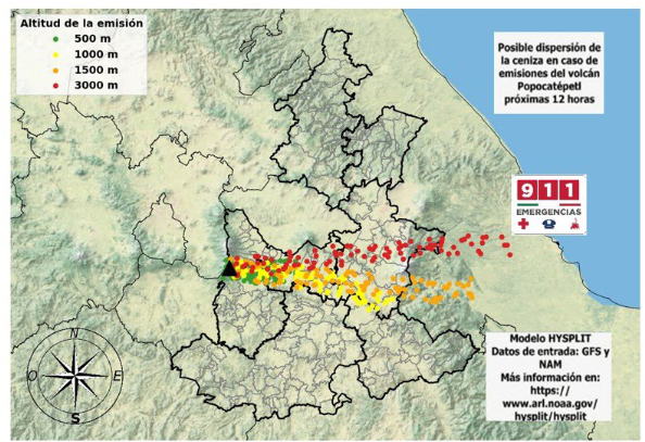 Prevén dispersión de ceniza del Popocatépetl hacia Veracruz