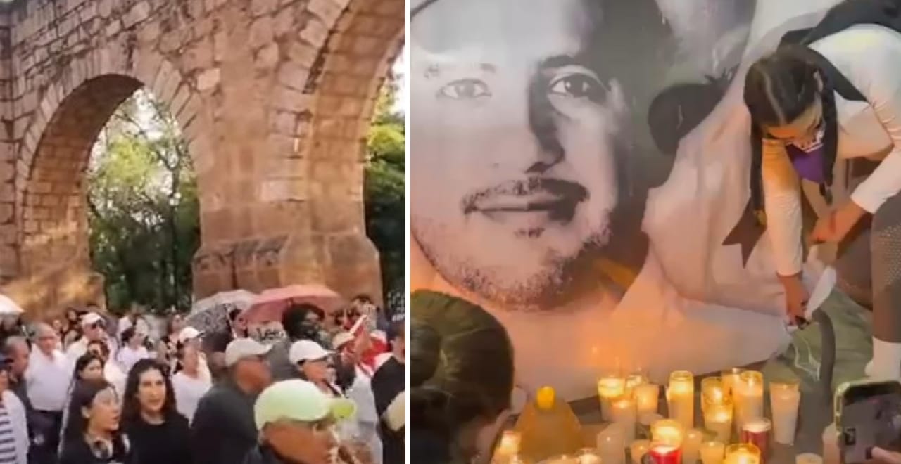 Decenas de personas vestidas de blanco, marchan en Morelia tras asesinato de Carlos Manzo