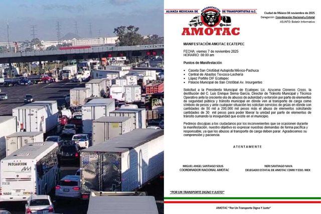 Transportistas anuncian bloqueos en Ecatepec contra extorsiones y abusos