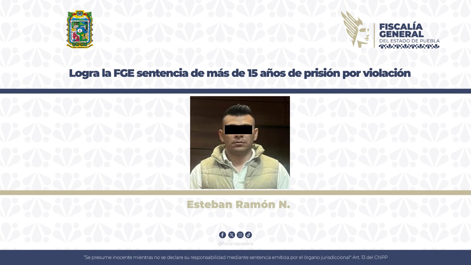 Por viola a una niña en Tehuacán Esteban se va 15 años a la cárcel