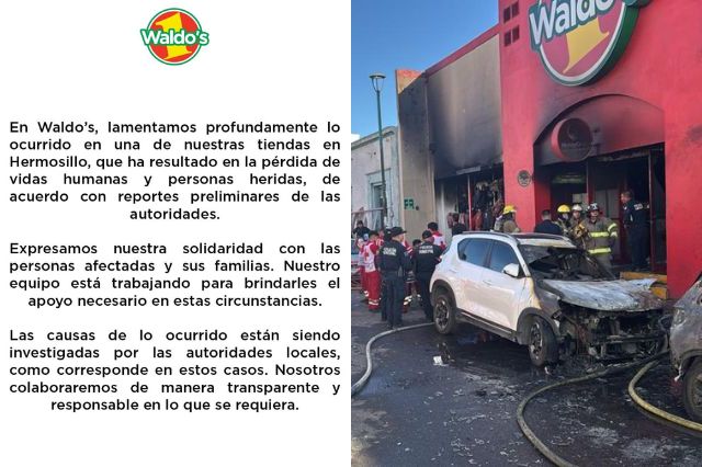 Waldo’s responde con comunicado tras incendio que deja 23 víctimas en Hermosillo