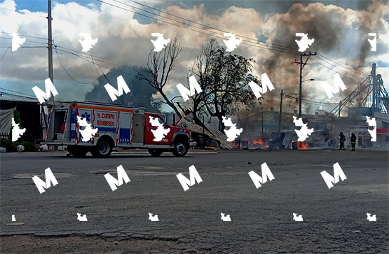 Incendio de bodega moviliza a bomberos y cuerpos de emergencia en Texmelucan