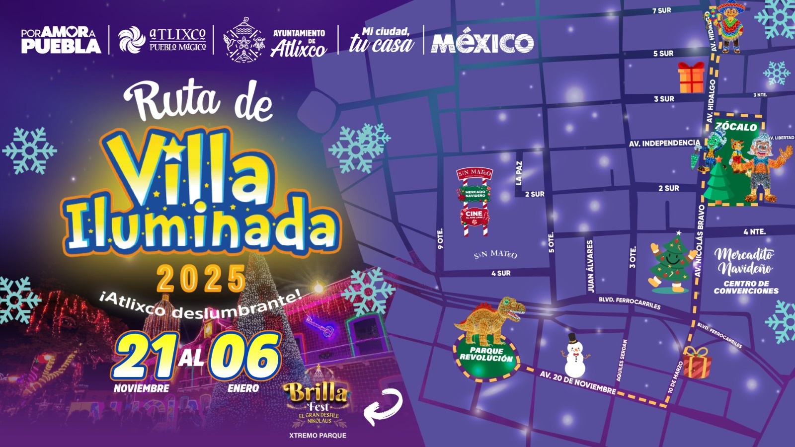 Conoce la ruta de la villa iluminada 2025 en Atlixco