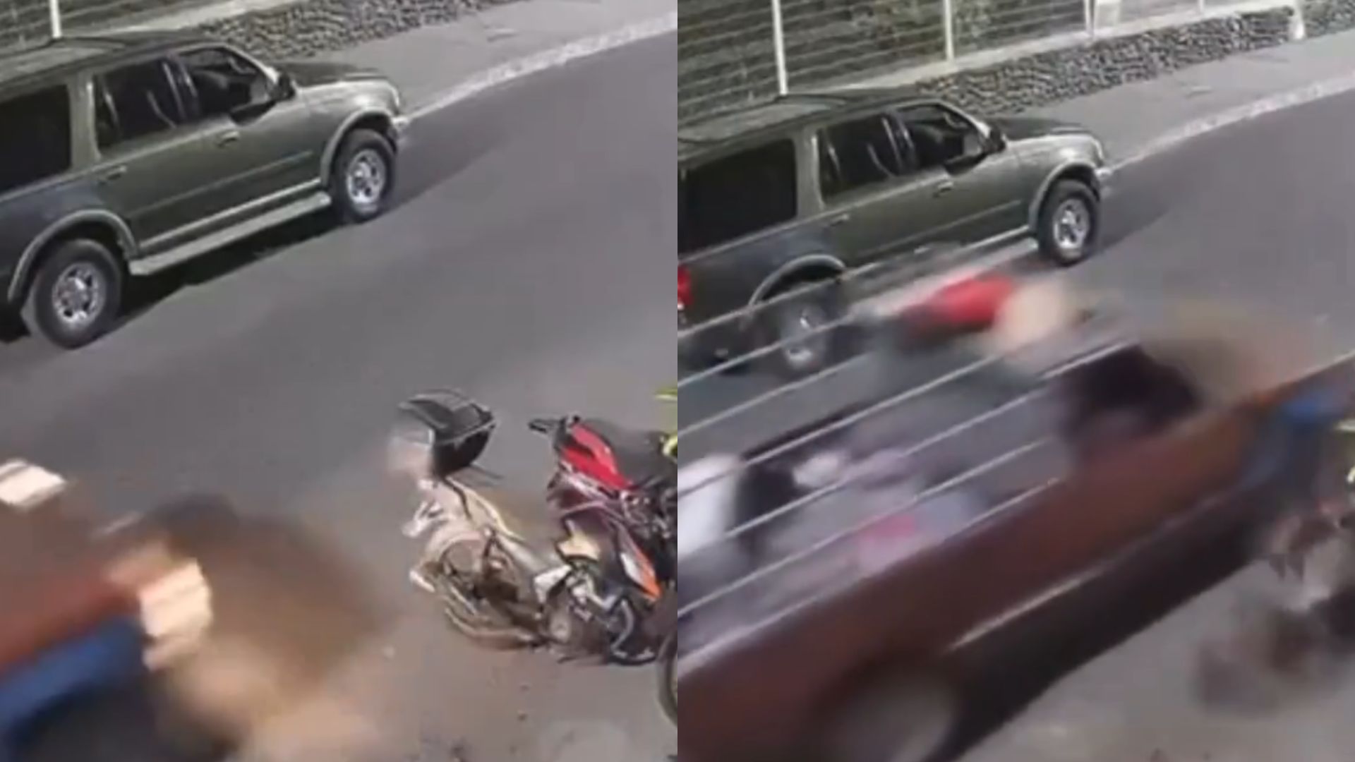 VIDEO Camioneta en Izúcar de Matamoros arrolló 2 motocicletas frente a una escuela