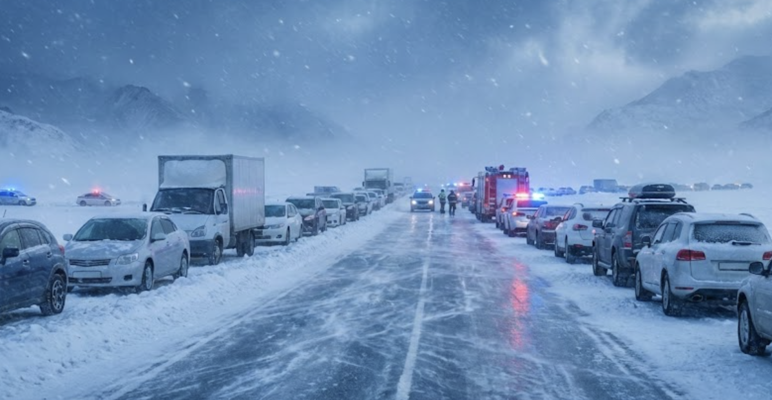 Nevadas de –30 °C paralizan durante 12 horas la autopista Baikal en Siberia