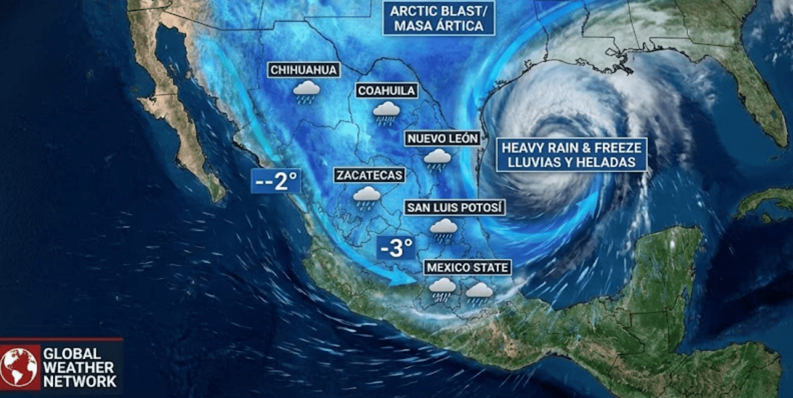 El frente frío 24 traerá lluvias, heladas y vientos de hasta 90 km/h en gran parte del país