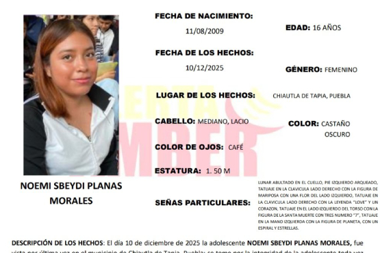 AcAtivan Alerta por desaparición de Noemí de 16 años en Chautla de Tapia