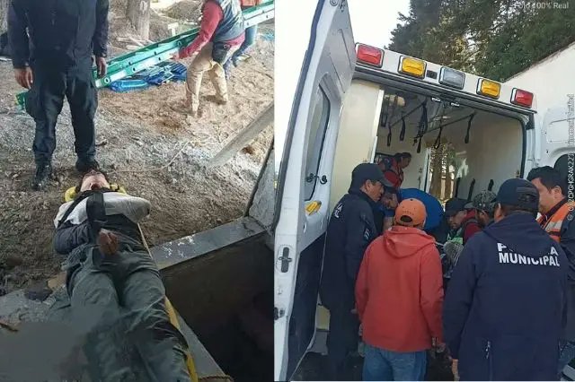 Cae albañil en Panteón a Municipal de Zaragoza; cuerpos de emergencia logran rescate 