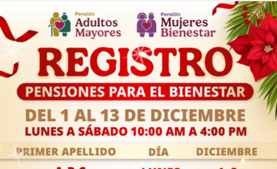Publican calendario para registro a Pensiones de Adulto Mayor y Mujeres Bienestar
