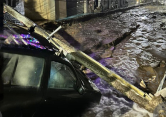 Colapsa calle en Tlalancaleca tras lluvias; no hay lesionados