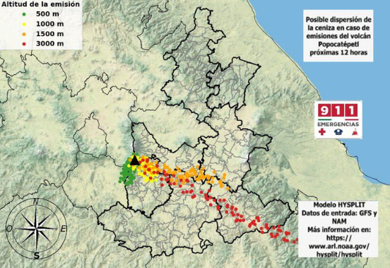 Prevén posible dispersión de ceniza del Popocatépetl hacia Morelos y Oaxaca