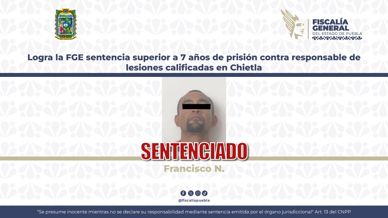 Francisco se va 7 años a la cárcel por dispararle a la cara a un sujeto en Chietla 