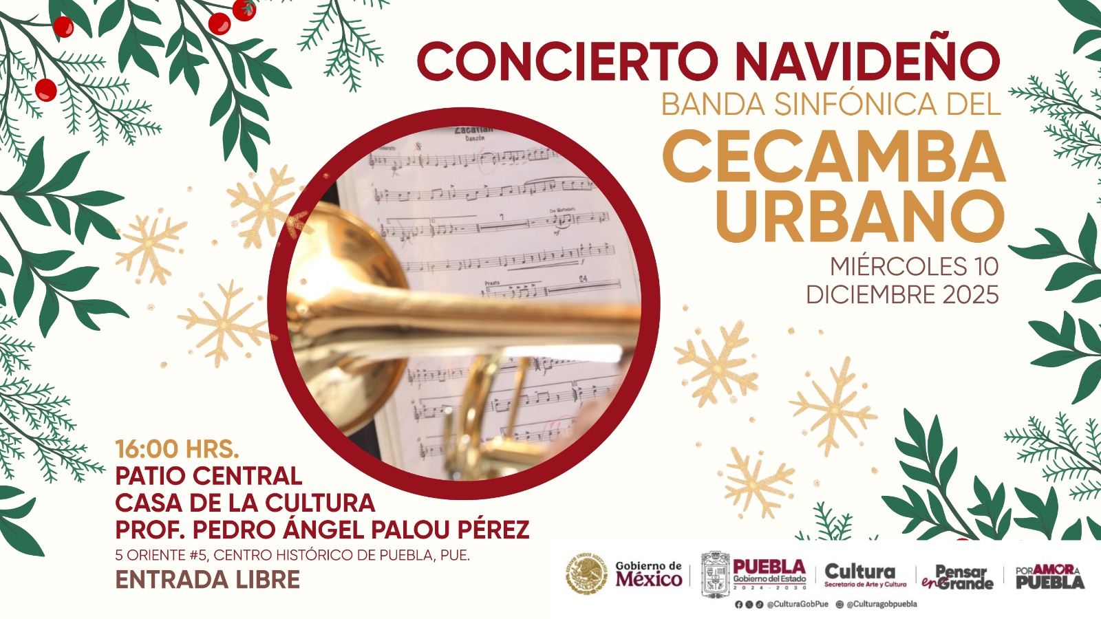Gobierno de Puebla invita a la temporada de conciertos navideños