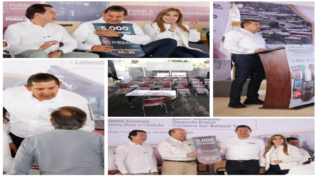 Por eficaz combate al huachicol, Pemex incrementa 7 veces donación de materiales para pavimentación a Puebla 