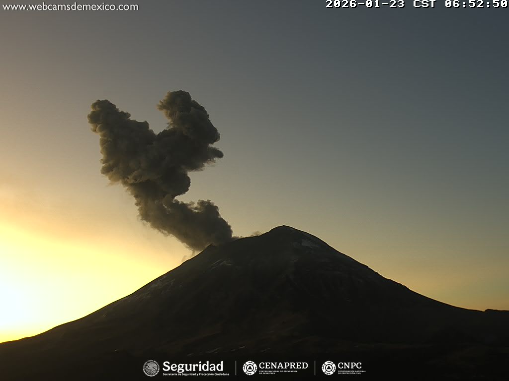 Popocatépetl registra 23 exhalaciones en 24 horas