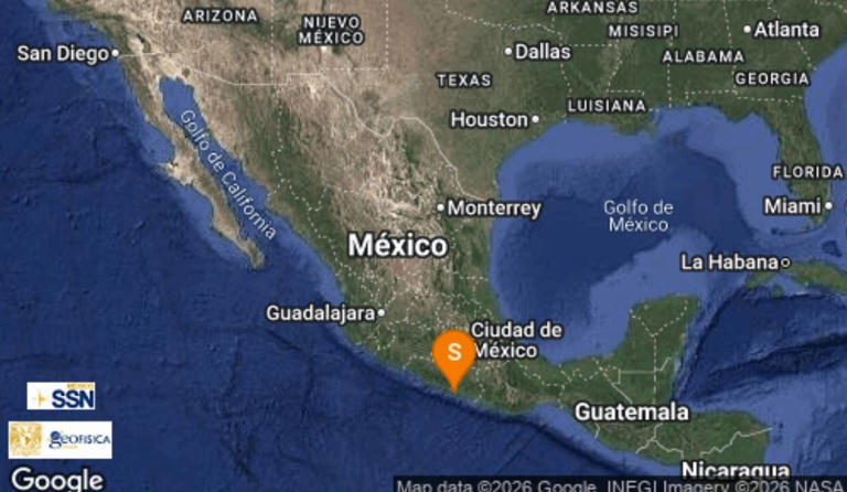 Esta tarde se registró un sismo de magnitud 4.5 en Guerrero