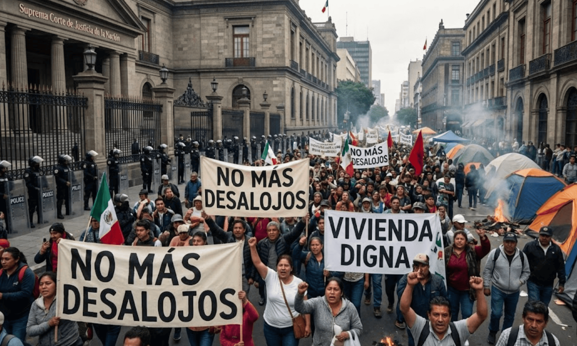 SCJN aplaza discusión sobre desalojos forzosos tras protestas frente a su sede en la Ciudad de México