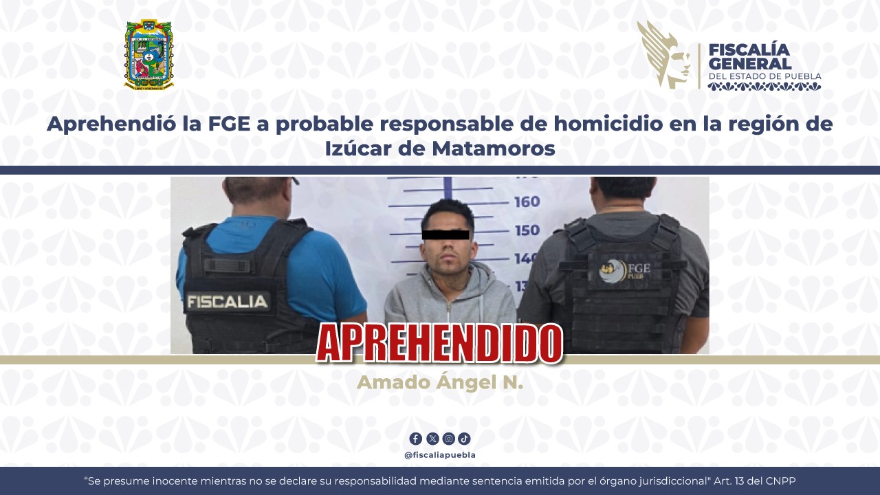  Cae responsable de homicidio en la región de Izúcar de Matamoros