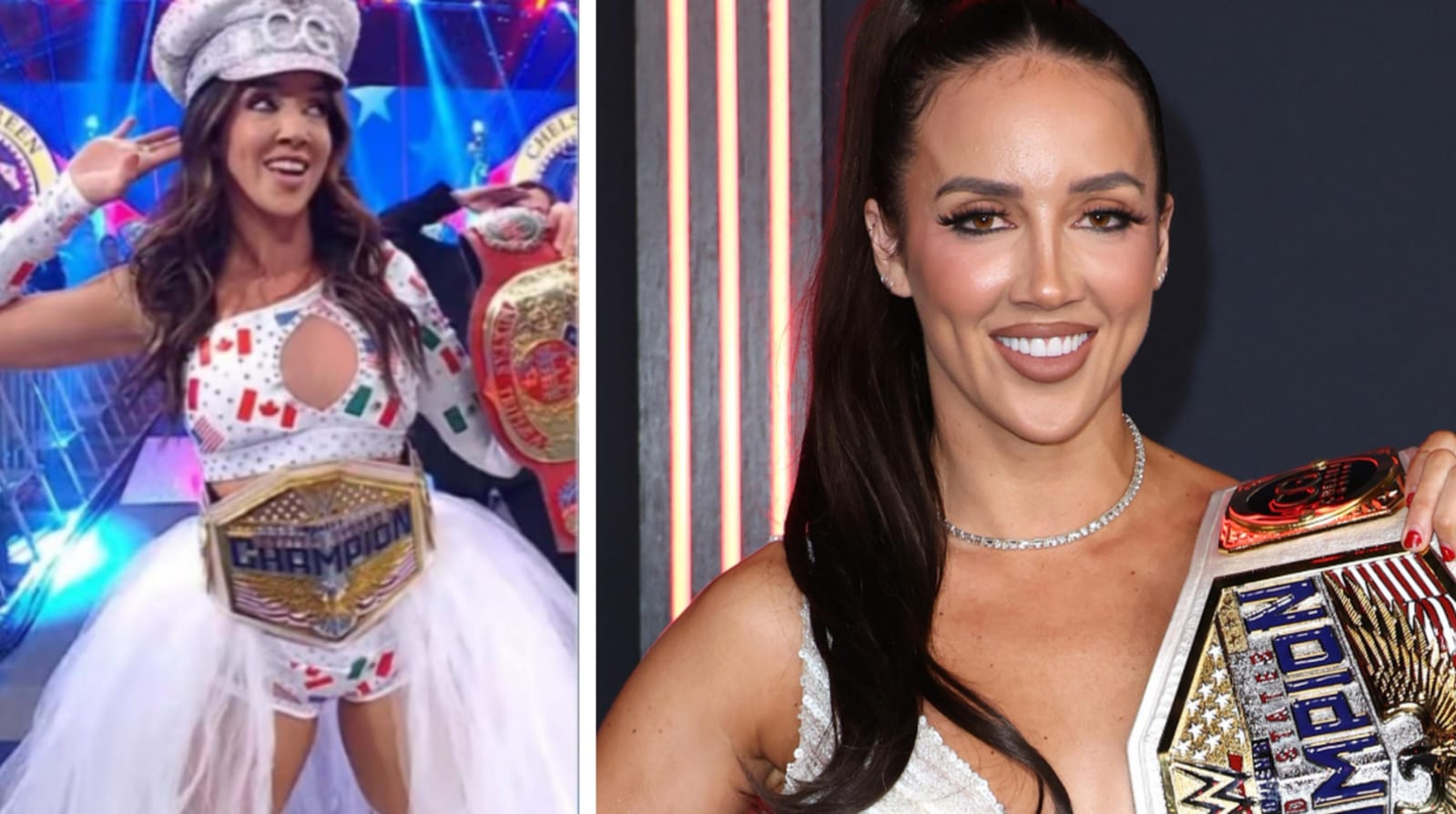 La super estrella de la WWE, Chelsea Green porta la bandera mexicana en Smack Down