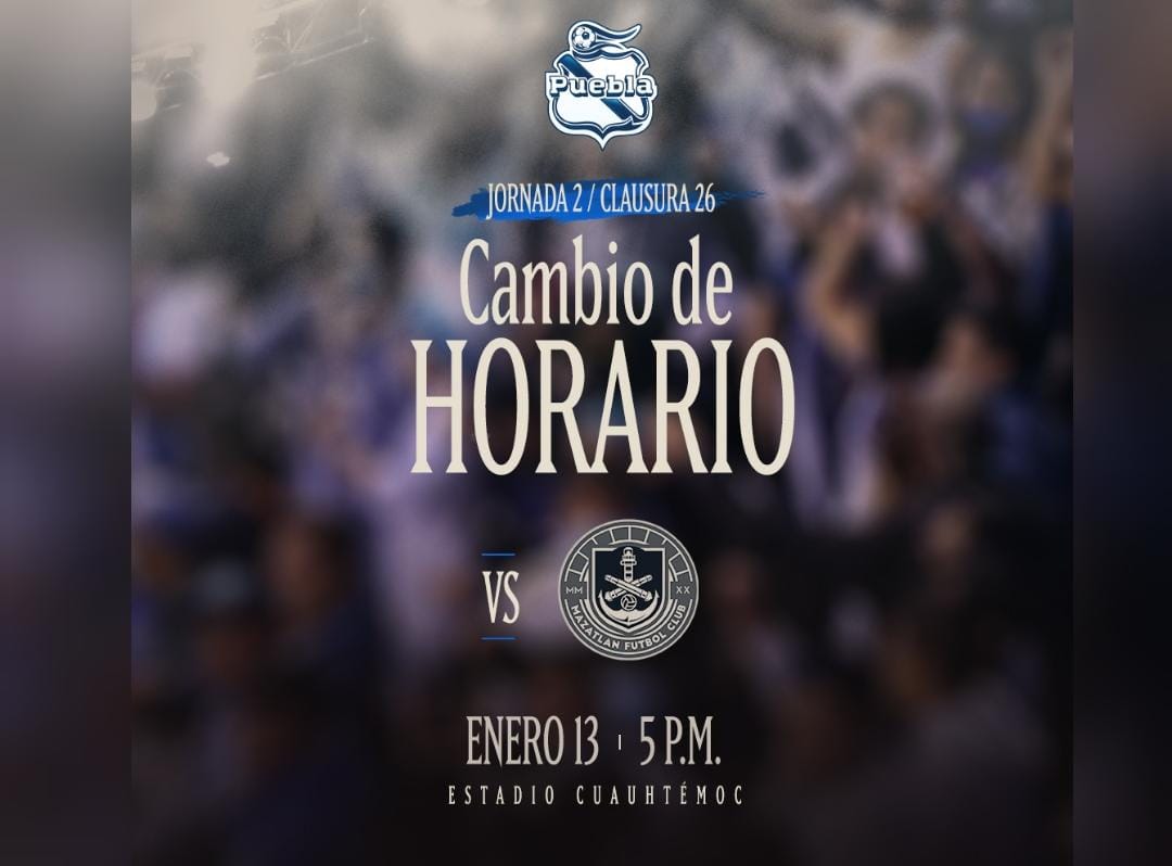 Club Puebla anuncia cambio de horario en su encuentro con Mazatlán FC 